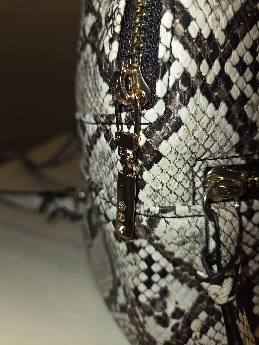 Steven Madden Snake-Print Mini Backpack - White/Black - Picture 4 of 4
